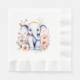 Niedlich Baby Elephant Girl's Baby Shower Serviette