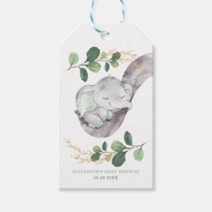 Niedlich Baby Elephant Green Gold Garden Dusche Geschenkanhänger