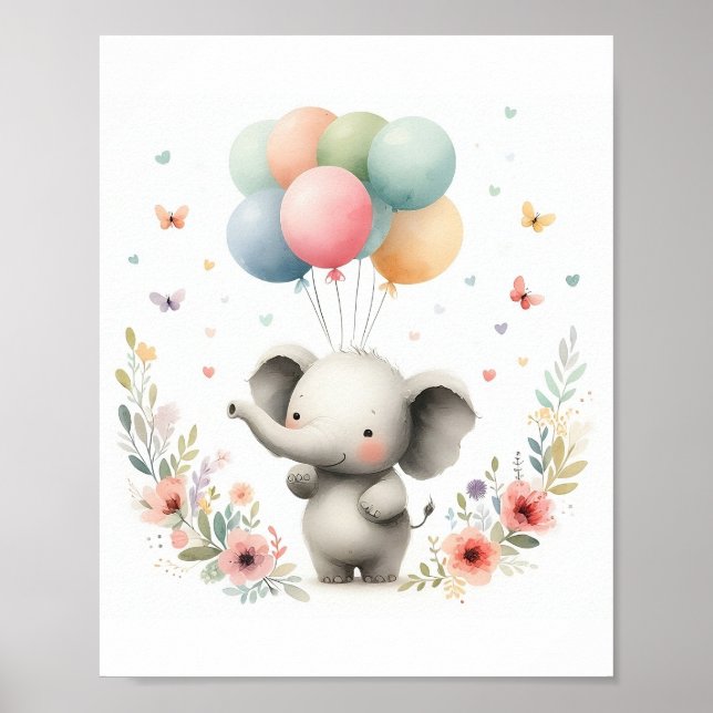 Niedlich Baby Elephant Kinderzimmer Art Poster (Vorne)