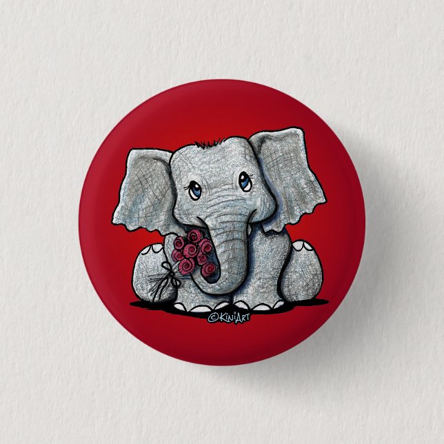 Niedlich Baby Elephant KiniArt Button (Vorderseite)