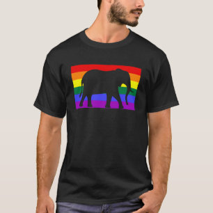 Niedlich Baby Elephant Liebe LGBTQ Gay Pride Flag  T-Shirt