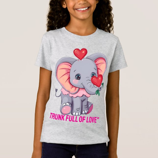Niedlich Baby Elephant mit Heart Balloon Kinder T  T-Shirt (Vorderseite)