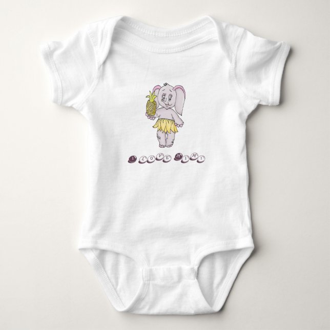 Niedlich Baby Elephant Modern Pink I Liebe Mimi Baby Strampler (Vorderseite)