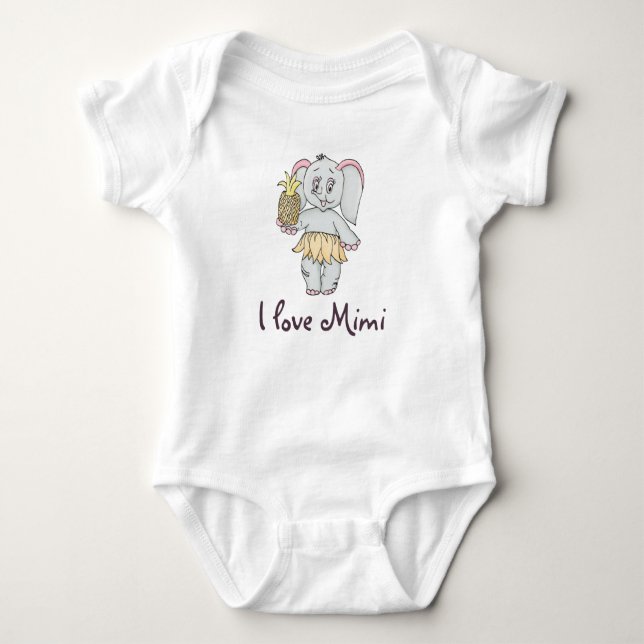 Niedlich Baby Elephant Modern Pink I Liebe Mimi Baby Strampler (Vorderseite)