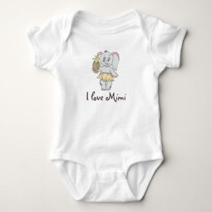 Niedlich Baby Elephant Modern Pink I Liebe Mimi Strampler