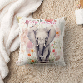 Niedlich Baby Elephant Pastel Watercolor Spring Bl Kissen
