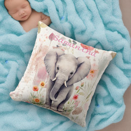 Niedlich Baby Elephant Pastel Watercolor Spring Bl Kissen