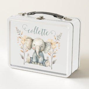 Niedlich Baby Elephant Personalisiert Metall Brotdose