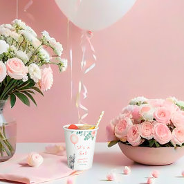 Niedlich Baby Elephant & Pink Balloon Girl Babydus Pappbecher