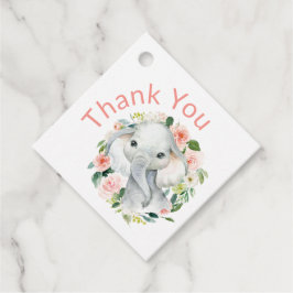 Niedlich Baby Elephant Pink Floral Vielen Dank Geschenkanhänger