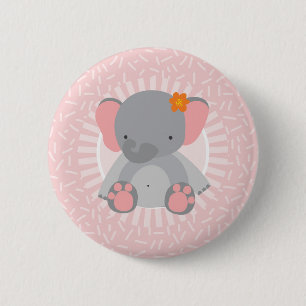Niedlich Baby Elephant Pink Gray Button