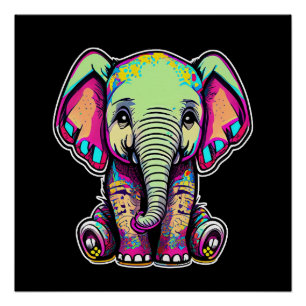 Niedlich Baby Elephant sitzend digitale Abbildung Poster