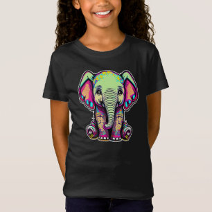 Niedlich Baby Elephant sitzend digitale Abbildung T-Shirt