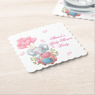 Niedlich Baby Elephant und Balloon   Babydusche Untersetzer