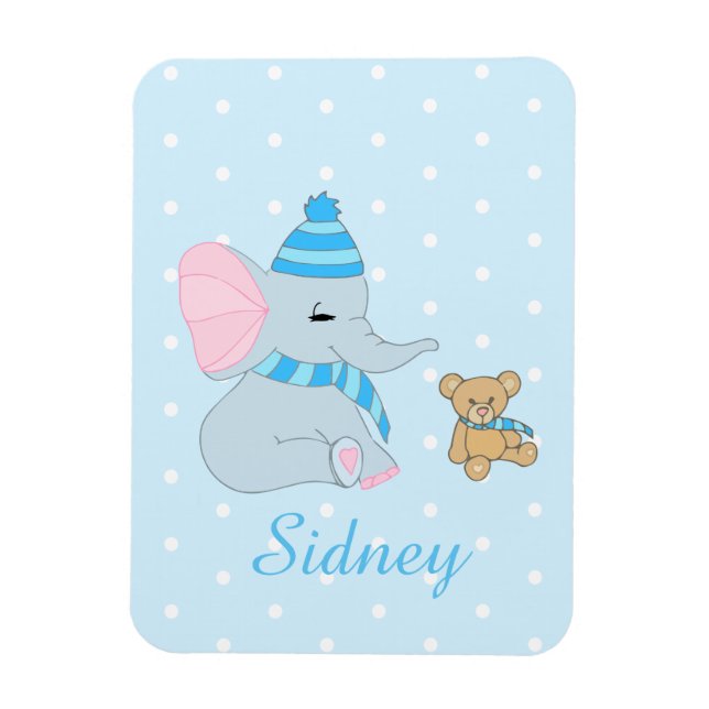 Niedlich Baby Elephant und Teddy Bear Magnet (Vertikal)