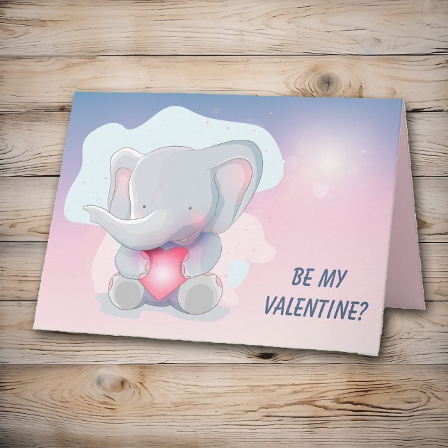 Niedlich Baby Elephant Valentine Card Feiertagskarte (Von Creator hochgeladen)
