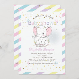 Niedlich Baby Elephants Stars Baby Dusche Einladung