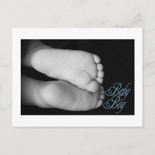 Niedlich Baby Feet Blue Baby Ankündigungspostkarte