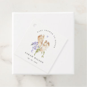 Niedlich Baby Feet Blue Floral Boy Babydusche Geschenkanhänger