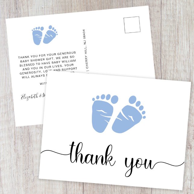 Niedlich Baby Feet Boy Dusche Vielen Dank Postkarte (Von Creator hochgeladen)