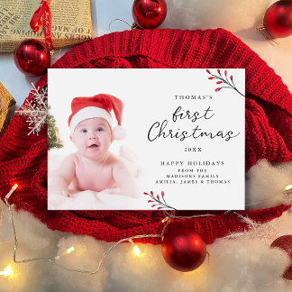 Niedlich Baby First Christmas Foto Feiertagskarte