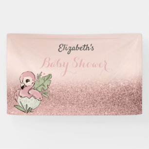 Niedlich Baby Flamingo Rose Gold Glitzer Banner