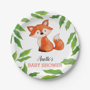 Niedlich Baby Fox BLÄTTER Woodland Babydusche Pappteller