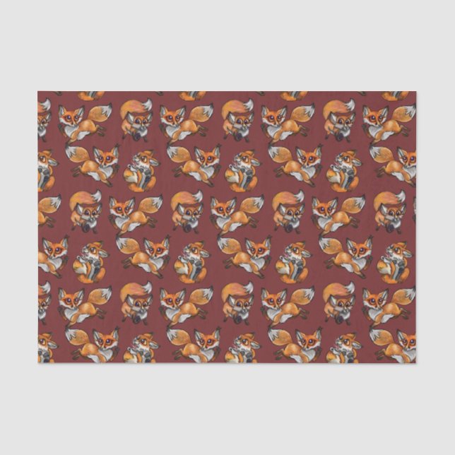 Niedlich Baby Fox Muster Seidenpapier (Vorderseite)