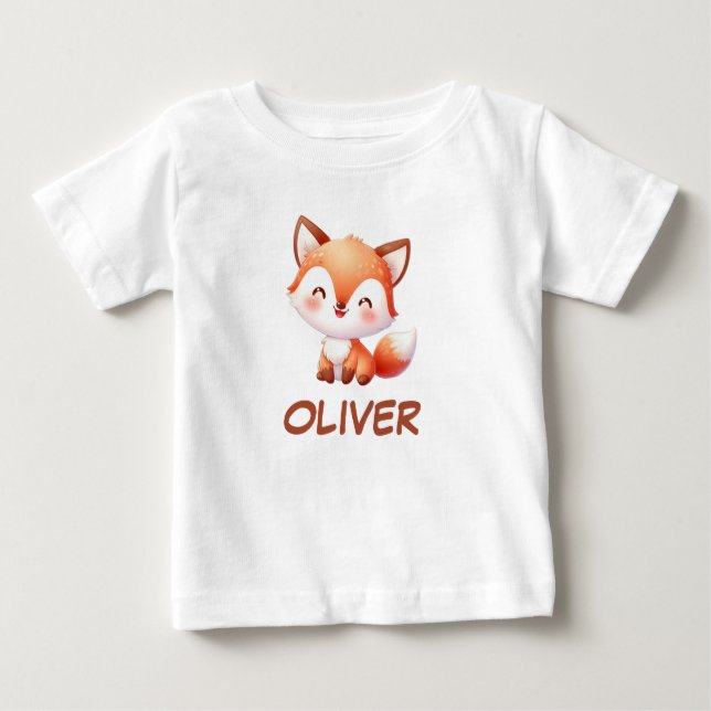 Niedlich Baby Fox Personalisiert Baby T-shirt (Vorderseite)