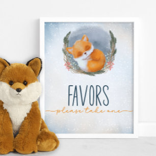 Niedlich Baby Fox Snowly Winter Baby Dusche bevorz Poster