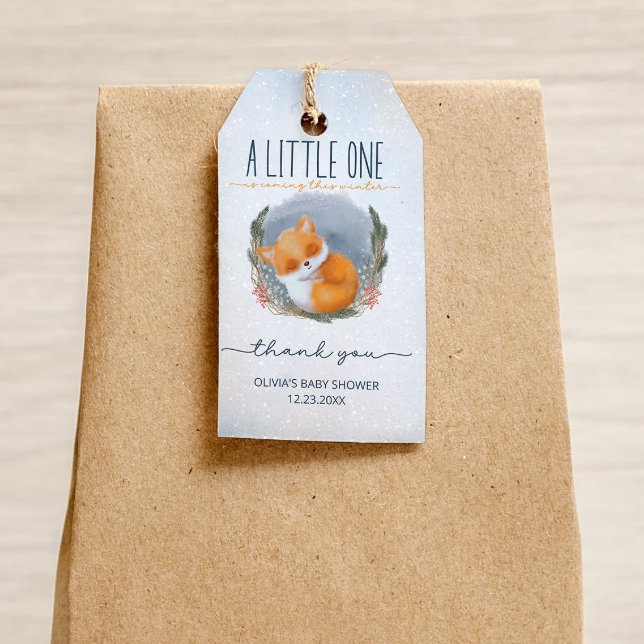 Niedlich Baby Fox Snowly Winter Baby Dusche Danke Geschenkanhänger (Von Creator hochgeladen)