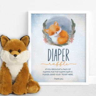 Niedlich Baby Fox Snowly Winter Windelpreisverlosu Poster
