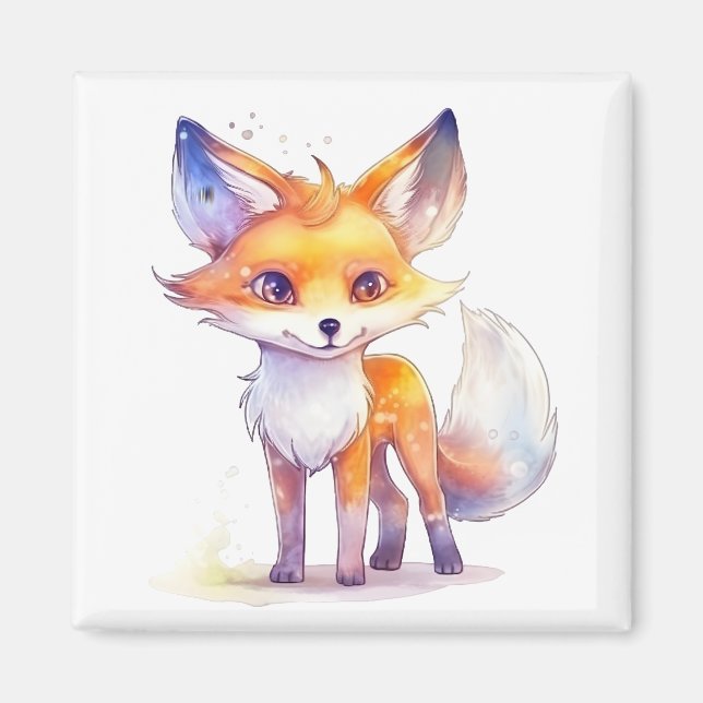 Niedlich Baby Fox Square Magnet (Vorne)