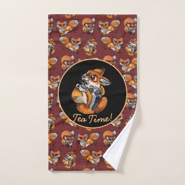 Niedlich Baby Fox Tea Time! Handtuch (Handtuch)