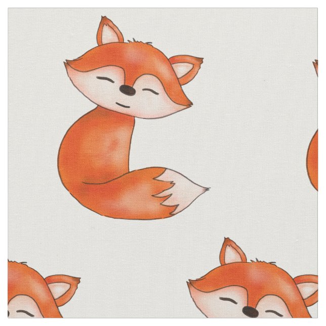 Niedlich Baby Fox | Waldtiere Stoff (Nahaufnahme)
