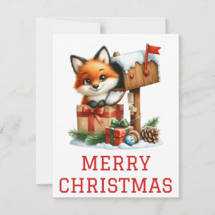 Niedlich Baby Fox Weihnachtskarte Feiertagskarte