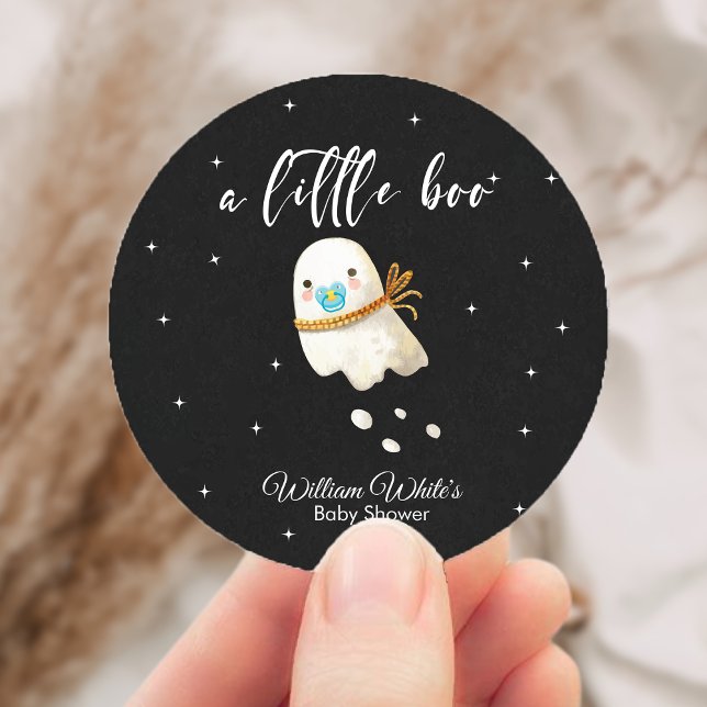 Niedlich Baby Ghost Halloween Herbstdusche Runder Aufkleber (Cute Baby Ghost Halloween Fall Baby Shower Classic Round Sticker)