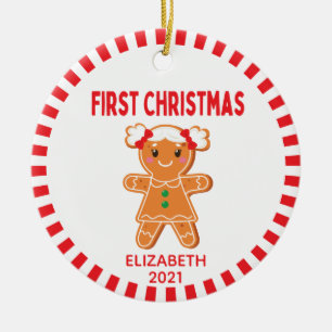 Niedlich Baby Gingerbread Girl Foto Keramik Ornament