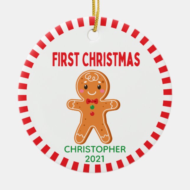 Niedlich Baby Gingerbrey Boy Foto Keramik Ornament (Vorne)