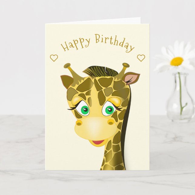 Niedlich Baby Giraffe Geburtstagskarte Karte (Kleine Pflanze)