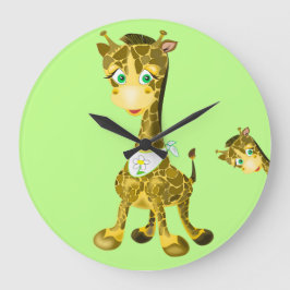 Niedlich Baby Giraffe Große Wanduhr