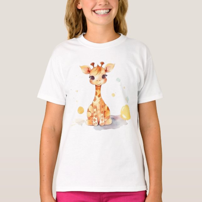 Niedlich Baby Giraffe Kid's Basic T - Shirt (Vorderseite)