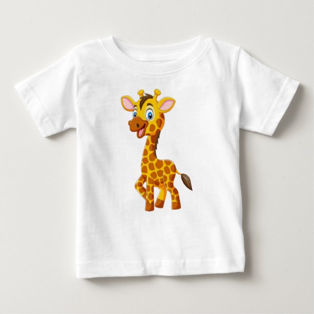 Niedlich Baby Giraffe Lächeln Cartoon Baby T-shirt (Vorderseite)