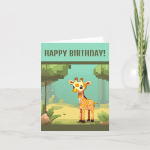 Niedlich Baby Giraffe Pixel Art Feiertagskarte