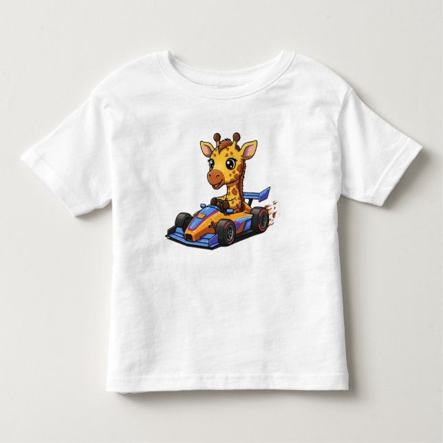 Niedlich Baby Giraffe Rennfahrer Kleinkind T-shirt (Vorderseite)