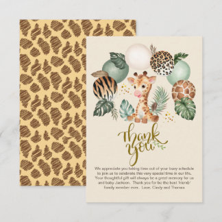 Niedlich Baby Giraffe Safari Animal Print Beige Dankeskarte