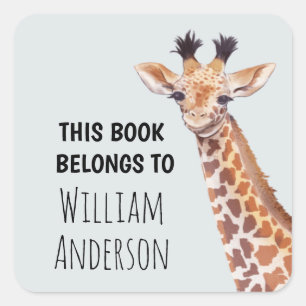 Niedlich Baby Giraffe, Schule für Personalisierte Quadratischer Aufkleber