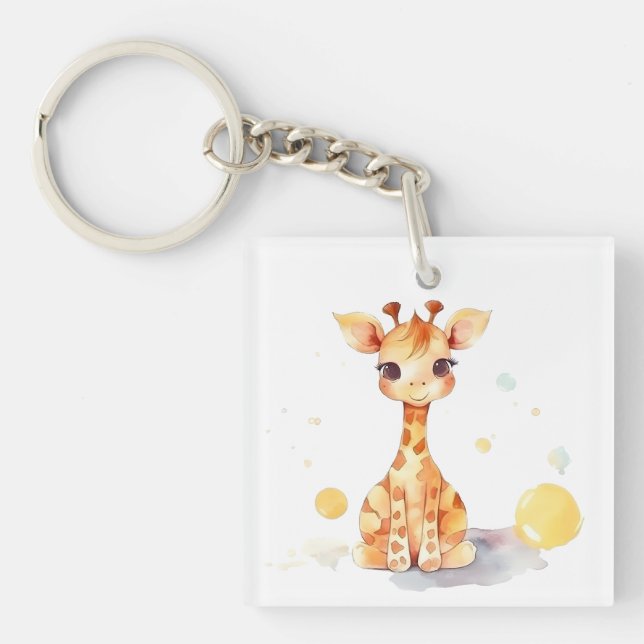 Niedlich Baby Giraffe Square Acrylic-Schlüsselanhä Schlüsselanhänger (Vorderseite)