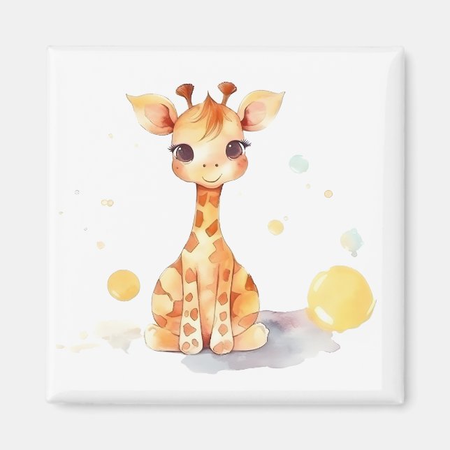 Niedlich Baby Giraffe Square Magnet (Vorne)