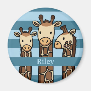 Niedlich Baby Giraffe Trio, Name des Kindes hinzuf Magnet